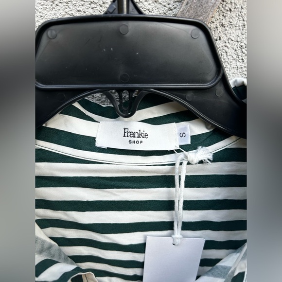 The Frankie Shop Lui Organic Cotton Shirt in pine stripe New with Tags! - Picture 4 of 7